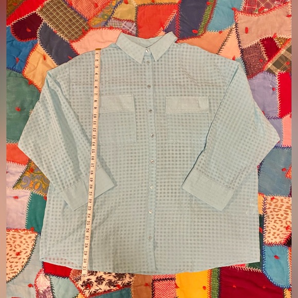 New - ASOS DESIGN - oversized shirt with wide cuff in light blue gingham - Picture 6 of 6